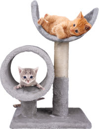 maxxpro Kratzbaum für Katzen mit Tunnel aus Plüsch und Sisal in Grau – Bild 1 von 3