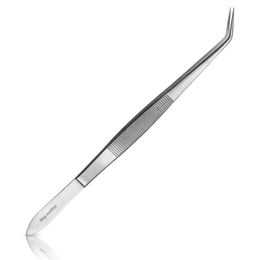 Produktbild von May Aquarium Pinzette aus Edelstahl mit feiner Spitze und gebogenem Ende 20 cm Silber