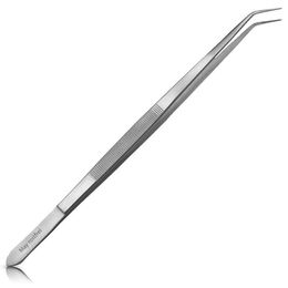 Produktbild von May Aquarium Pinzette aus Edelstahl mit feiner Spitze und gebogenem Ende 25 cm Silber