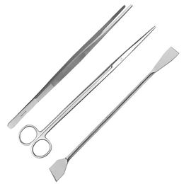 Produktbild von May Aquarium Terrarium Set aus Edelstahl mit Pflanzenpinzette und Pflanzenschere Silber 30 cm