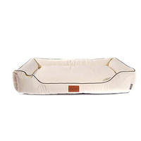 Produktbild von Mayaadi Home Hundebett Bobby Hundesofa aus Kunstleder Beige Größe M 105x75x20 cm