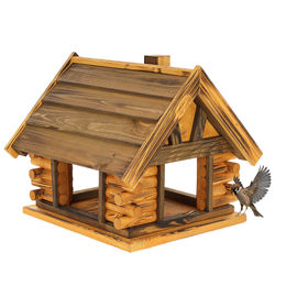 Mazur Vogelfutterhaus aus massivem Holz XL wetterfeste Futterstation für Wildvögel Braun – Bild 1 von 11