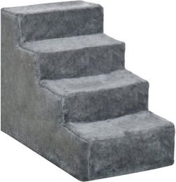 MC Star Haustiertreppe für Hunde und Katzen in Plüschoptik Grau 4-stufig Mini für Bett und Sofa – Bild 1 von 5