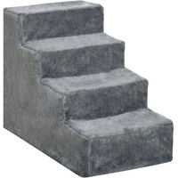 Produktbild von MC Star Haustiertreppe für Hunde und Katzen in Plüschoptik Grau 4-stufig Mini für Bett und Sofa