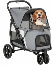MC Star Hundebuggy faltbarer Hundewagen mit waschbarem Kissen und Netzfenstern für mittelgroße Hunde bis 20 kg in Grau – Bild 1 von 4