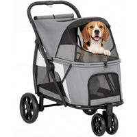 Produktbild von MC Star Hundebuggy faltbarer Hundewagen mit waschbarem Kissen und Netzfenstern für mittelgroße Hunde bis 20 kg in Grau
