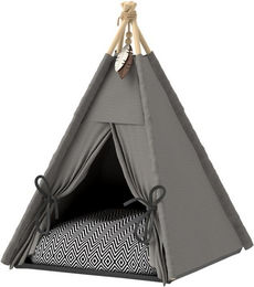 MC Star Katzenhöhle Grau mit Holz und Spielball für Katzen und kleine Hunde Größe S – Bild 1 von 5