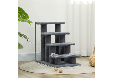 MC Star Kratzbaum Tiertreppe mit 4 Stufen für Katzen und Hunde in Grau, ideal für Senioren und kleine Rassen, 63,5x43x60cm – Bild 1 von 4