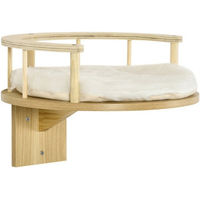 Produktbild von MC Star Kratzbaum Wandliege Katzenbett mit Schutzrand und Liegekissen für Katzen Eiche Cremeweiß 34 x 34 x 10,5 cm