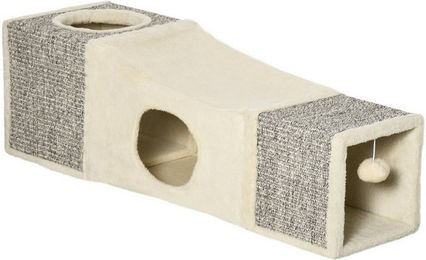 MC Star Kratztonne Tunnel aus Sisal für Katzen in Beige und Weiß – Bild 1 von 5