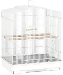 MC Star Vogelkäfig im Vintage-Design für kleine Vögel aus Stahl und Holz mit Zubehör 46,5 x 36 x 59 cm Weiß – Bild 1 von 1