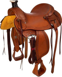 Produktbild von McBryan Westernsattel für Pferde aus Leder in Braun mit Wade Tooling