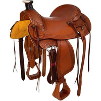 Produktbild von McBryan Westernsattel für Pferde aus Leder mit Wade Tooling in Braun 16 Zoll