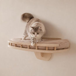 MCW Katzen-Kletterwand MCW-Q55 aus Holz mit beigem Kissen in Natur 20x44x28cm – Bild 1 von 1
