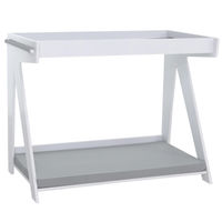Produktbild von MCW Tierbett aus Holz für Hunde und Katzen in Weiß mit grauem Kissen 80x104x60cm