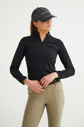 Produktbild von MD Diane Reitshirt Damen Langarm Air Mesh Halfzip Schwarz