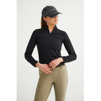 Produktbild von MD Diane Reitshirt Damen Langarm Air Mesh Halfzip Schwarz