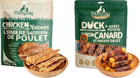 MeatyWay Hundesnacks Huhn Ente und Süßkartoffel Jerky Getreidefrei und Ohne Zusatzstoffe 908 g – Bild 1 von 1