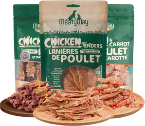 MeatyWay Hundesnacks mit Hähnchen und Gemüse, proteinreich und fettarm, 3er-Pack 300 g – Bild 1 von 1
