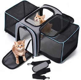 MECO Tiertransporttasche Katzenrucksack und Hundetasche erweiterbar und atmungsaktiv für Katzen und Hunde bis 5,5 kg – Bild 1 von 5
