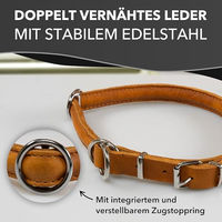 Produktbild von MediMuc Hundehalsband aus Leder in Cognac Braun mit Zugstopp und Verstellbarer Schnalle Größe L 55cm - 1 Stk.