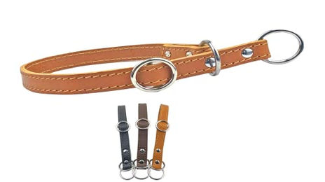 MediMuc Zugstopp Hundehalsband aus Leder in Braun mit Zugbegrenzung Größe L 55cm wetterfest – Bild 1 von 7
