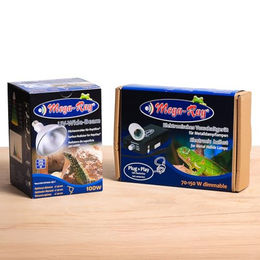 Produktbild von Mega Ray 100 Watt Wärmespot Set mit E27 Fassung und Vorschaltgerät in Schwarz - 100 Stk.