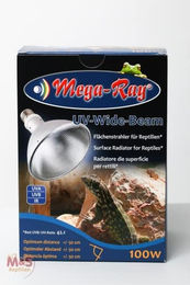 Produktbild von Mega-Ray Metalldampfleuchte für Reptilien E27 Fassung UV HID Beleuchtung 100W 90 Grad Abstrahlwinkel Silber - 100 Stk.
