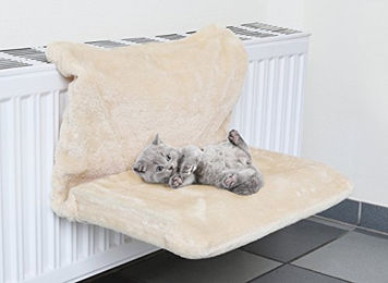 Meinposten Katzenliege für die Heizung als Hängematte mit Metallgestell und Plüsch aus Polyester in Beige - 1 Stk. – Bild 1 von 2