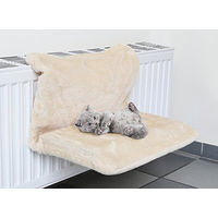 Produktbild von Meinposten Katzenliege für die Heizung als Hängematte mit Metallgestell und Plüsch aus Polyester in Beige - 1 Stk.
