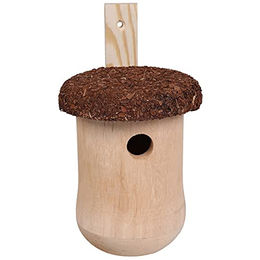 Meisenkasten aus Naturholz für Meisen und Spatzen 10 x 24 x 19 cm – Bild 1 von 5