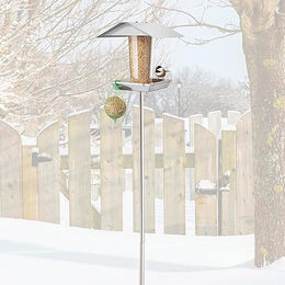 MeLiTec Futtersäule VH06 Vogelfutterhaus aus Edelstahl mit Ständer 167cm hoch – Bild 1 von 5