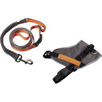 Produktbild von MeLiTec Hunde Jogging Set aus Polyester mit Geschirr und Leine Reflektierend Schwarz Orange Größe S