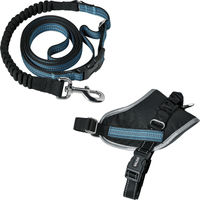 Produktbild von MeLiTec Hundegeschirr und Joggingleine Set B77 mit Reflexionsstreifen und Karabinerhaken aus Polyester in Schwarz Blau