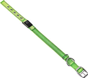 MeLiTec LED Hunde Halsband B58 Neongrün Größe L mit Reflektion und Blinkfunktion – Bild 1 von 2
