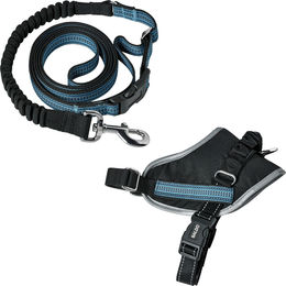 MeLiTec Sportgeschirr und Joggingleine Set für Hunde mit Reflektor Blau Größe M aus Polyester – Bild 1 von 3