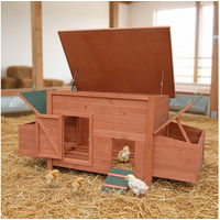Produktbild von Melko Geflügelstall und Hasenstall aus Holz XXL in Natur Braun mit 2 Nestboxen und 2 Eiablagen für Hühner, Enten, Wachteln oder Kaninchen