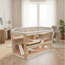 Melko Hamsterkäfig aus Holz für Kleintiere in Natur Braun – Bild 1 von 5