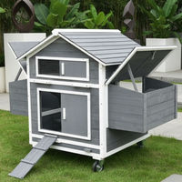 Produktbild von Melko Hühnerstall aus Holz mit 2 Nestboxen und Rampe XXL Rollbar für Hühner und Enten