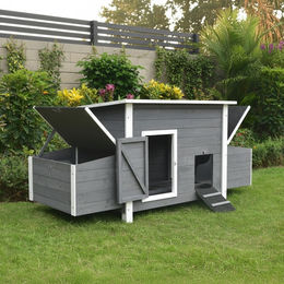 Melko Hühnerstall XXL Geflügelstall aus Holz mit 2 Nestboxen und Rampe in Grau – Bild 1 von 6