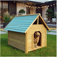 Produktbild von Melko Hundehütte aus Holz im Blockhaus-Stil wetterfest für mittelgroße Hunde