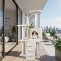 Produktbild von Melko Kratzbaum für Katzen in Beige mit Höhle, Leiter und Sisalstämmen 121 cm