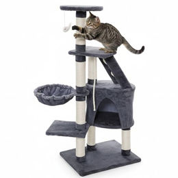 Melko Kratzbaum für Katzen in Grau mit Sisal 120 cm – Bild 1 von 7