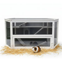 Produktbild von Melko Mehrstöckiger Kleintierkäfig aus Holz für Hamster, Mäuse und Ratten mit Häuschen, Treppen und Wippen