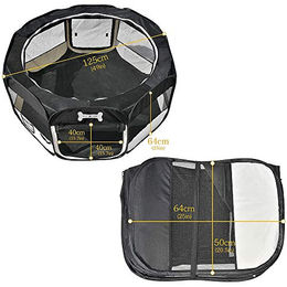 Melko Welpenlaufstall faltbar aus Metall für Hunde Katzen und Kaninchen Schwarz 125 x 125 x 64 cm – Bild 1 von 3