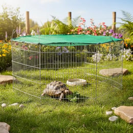 Melko XXL Freigehege aus Metall mit Netz und Tür für Kaninchen und Meerschweinchen Ø 204 cm wasserdicht – Bild 1 von 4