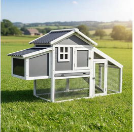 Melko XXL Hühnerstall aus Holz in Grau Weiß mit Legenest – Bild 1 von 13