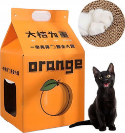 Meow&Mrrrau Katzenkratzbett aus Karton im Design Milk Carton Orangensaft – Bild 1 von 1