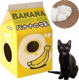 Meow&Mrrrau Katzenkratzbett aus Karton im Koreanischen Milchkarton-Design Banana Milk – Bild 1 von 1