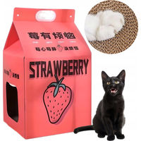 Produktbild von Meow&Mrrrau Katzenkratzbett aus Karton Milk Carton Strawberry Juice in Rosa